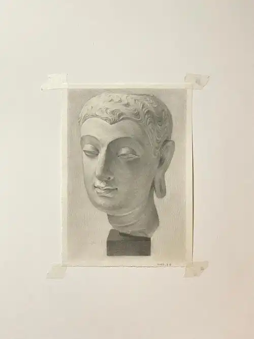 16开小素描犍陀罗佛头