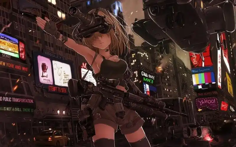 动漫女孩与武器壁纸1440x900分辨率查看