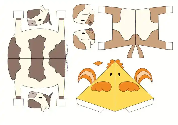 十二生肖立体书图纸1v折平行折