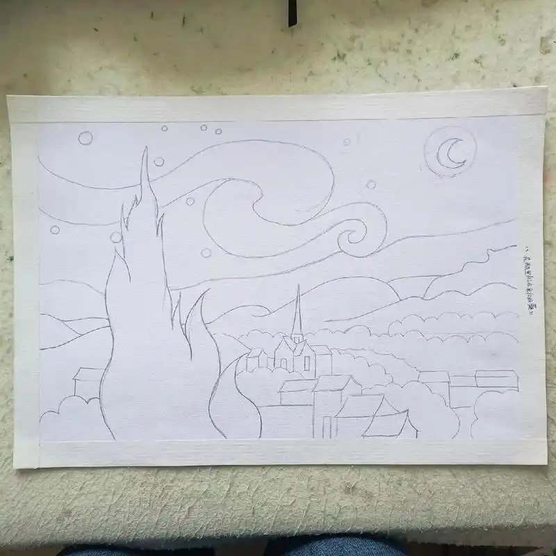 梵高《星月夜》重彩油画棒临摹详细步骤.