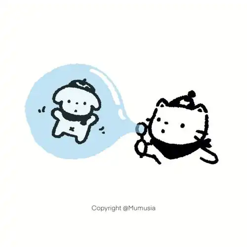 插画吹泡泡01情侣头像