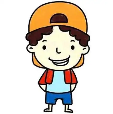 一个小男孩戴帽子的简笔画