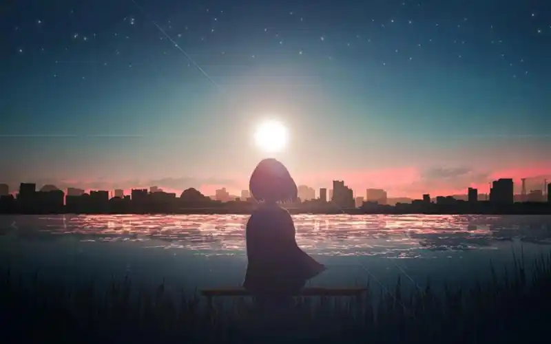 动漫世界中的孤独背影