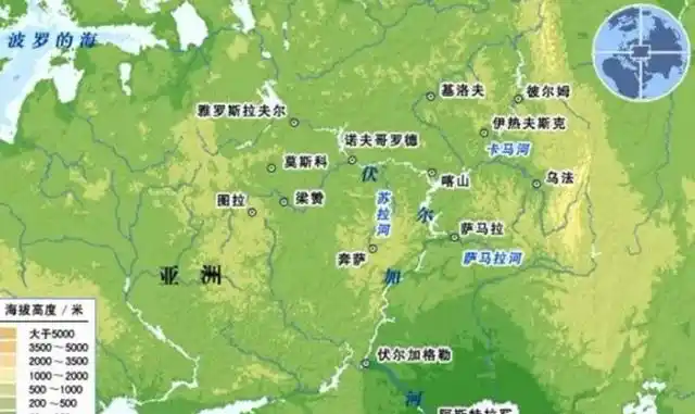 伏尔加河位置示意图