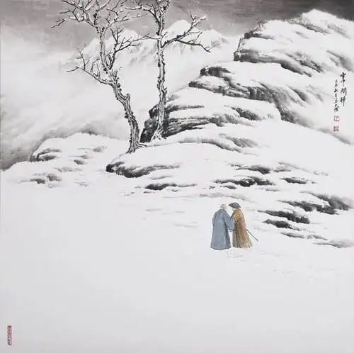 禅意雪韵水墨画勾起童年的回忆