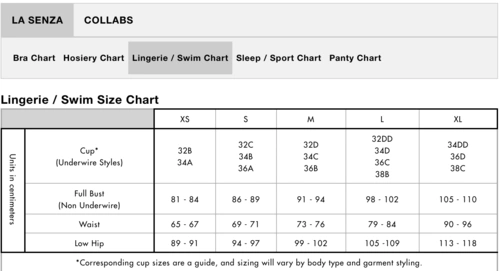 la senza 娜圣莎la senza女士内裤&泳裤-xssml品牌尺码表大全_对照表