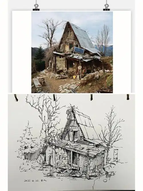 照片写生风景速写