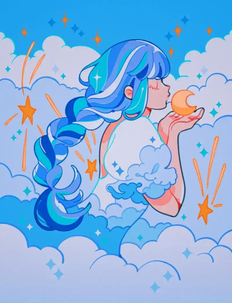 画师meyoco动漫人物绘画作品欣赏,用绚丽的色彩绘制出可爱灵动的少女