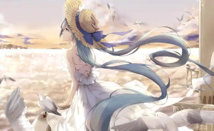 女孩子 初音 阳台 鸟儿 4k动漫图片,4k高清动漫图片,娟娟壁纸