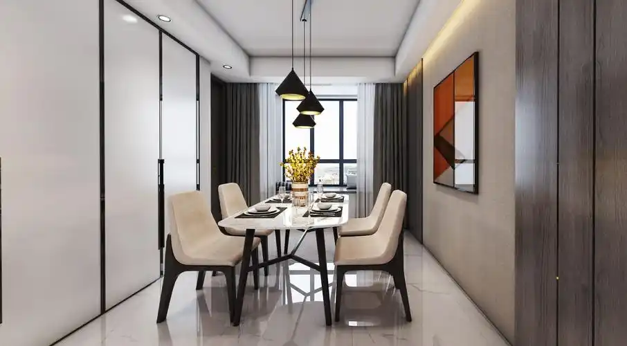 浦东新区金苹果花园125平现代简约风格三室两厅装修效果图