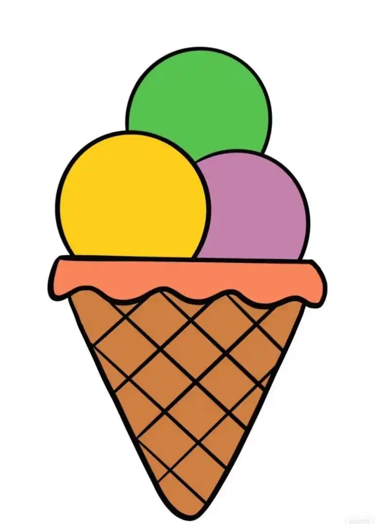 小托班简笔画涂色 这次的是一个冰淇淋,结构简单,适合刚刚上幼儿园的