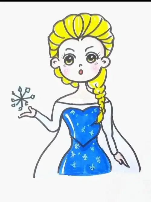 可爱简笔画  #冰雪奇缘艾莎  #爱莎公主简笔画  #简笔画教程  #画个