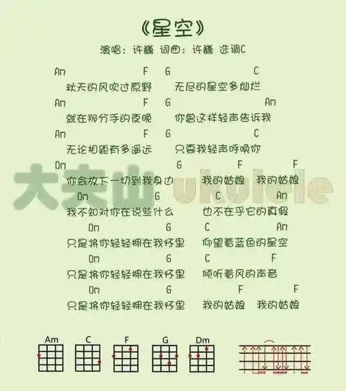 星空ukulele弹唱曲谱许巍