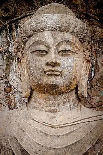 河南洛阳,龙门石窟没有房舍的寺庙,奉先寺卢舍那大佛_高清图片_全景