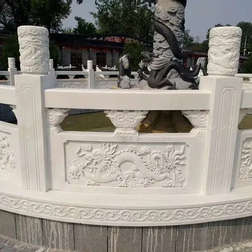 厂家大理石栏杆石栏板汉白玉石雕河道护栏护城河石雕扶手围栏制作