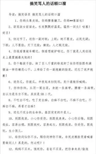 搞笑骂人的话顺口溜