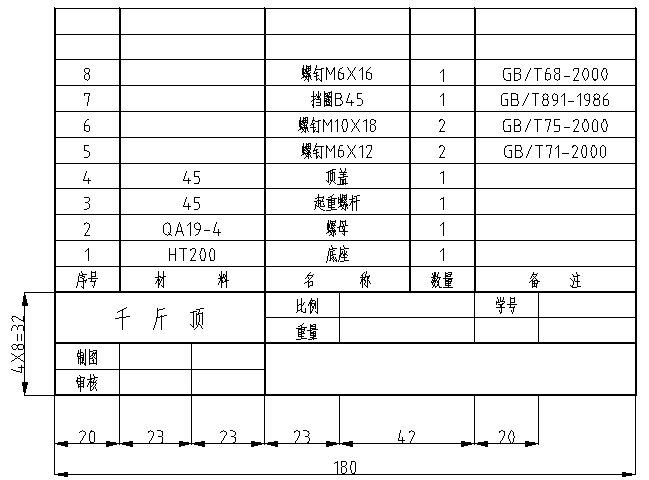 任务内容: 一:绘制标题栏和明细栏(不标尺寸)