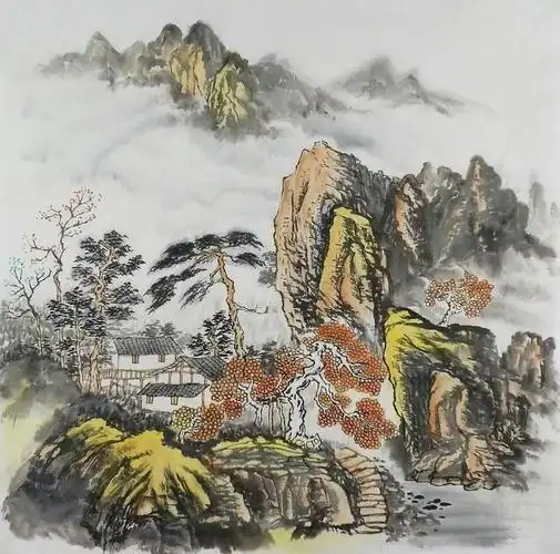 字画书画客厅装饰画新品四尺斗方无款写意国画仿古山水画—现代装饰画
