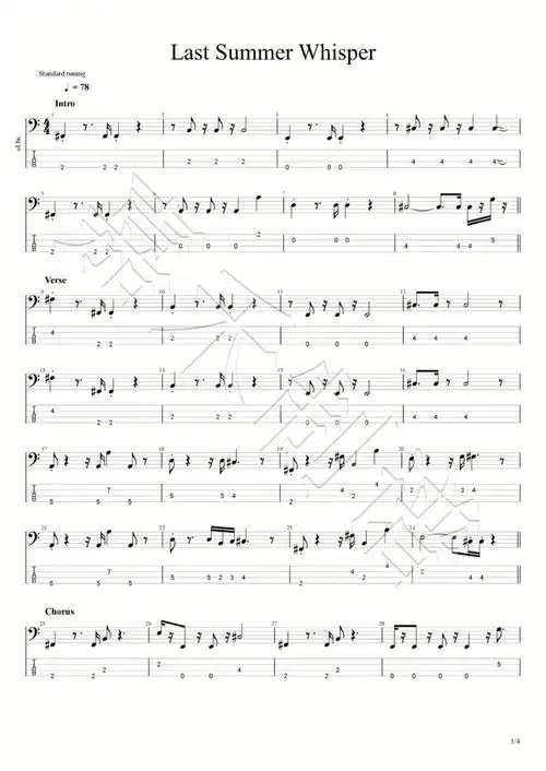 lastsummerwhisper贝斯谱