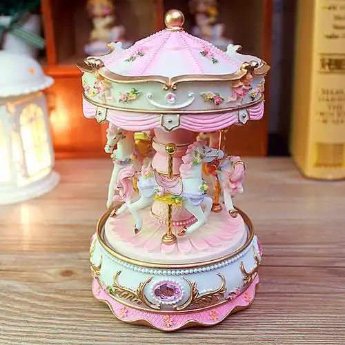 旋转木马音乐盒天空之城八音盒送女生孩子闺蜜儿童生日端午节视频