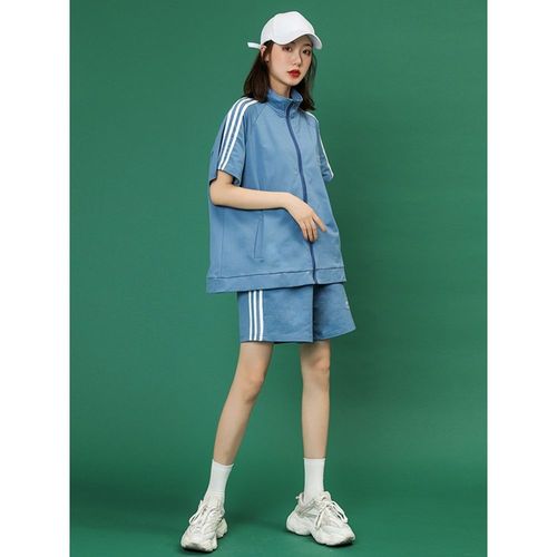 短袖短裤套装女2021年新款宽松休闲运动两件套夏季洋气运动服穿搭