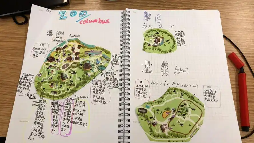 先看看宋知行自己做的研学手册,动物园导游图!