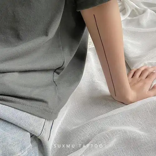 纹身贴苏小木直线纹身贴 死亡射线 虾线半臂线条防水男个性生命线女 1