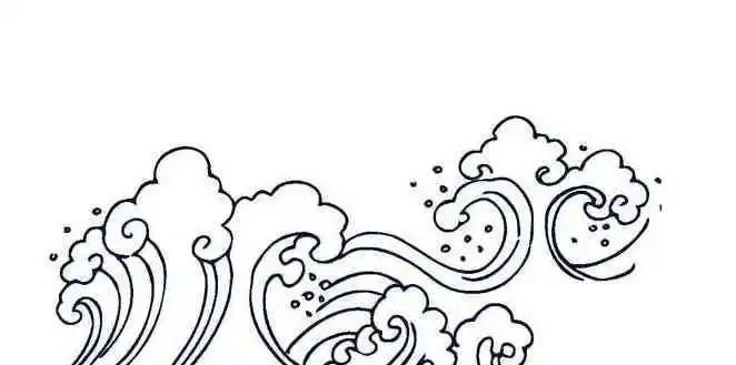 儿童大海景色简笔画-波涛汹涌大海波浪画法 - 简单的海浪简笔画教程