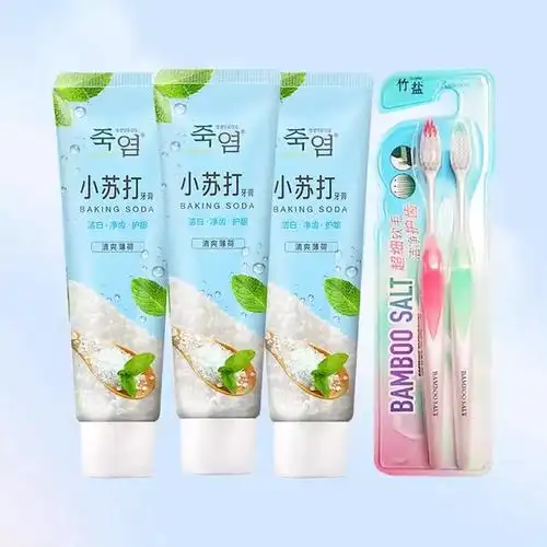 lg竹盐小苏打牙膏洁白去口臭护龈清爽薄荷香100g*3 2支牙刷_爱购网