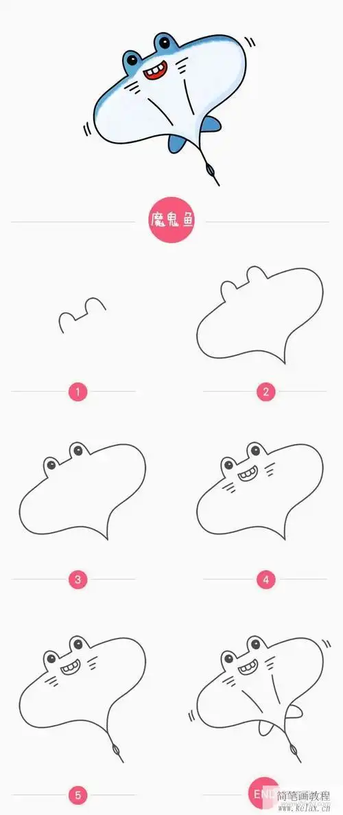 魔鬼鱼简笔画画法