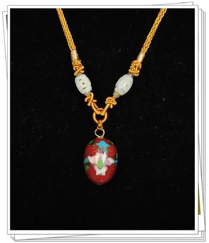 瑞唐80年代老货景泰蓝鸽子蛋项链原创diy景泰蓝