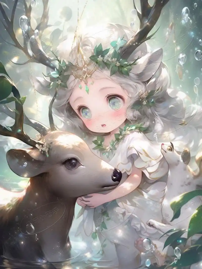 q萌治愈系小可爱|神鹿女孩 头像壁纸 超可爱的小鹿女孩,祈愿安康 谢谢