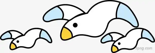 可爱卡通海鸥png素材透明免抠图片-动植人物