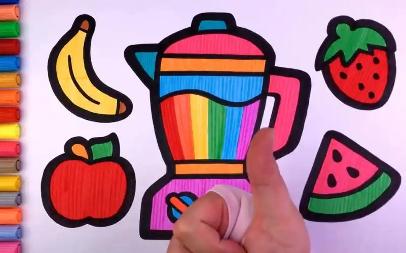 儿童简笔画教孩子画水果榨汁机