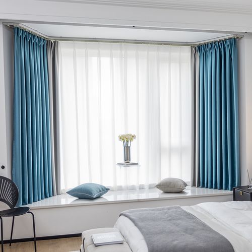 全遮光卧室飘窗平幔帘头窗帘新款现代简约客厅阳台防晒遮阳布定制