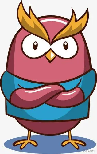 卡通红色猫头鹰png素材透明免抠图片-动植人物