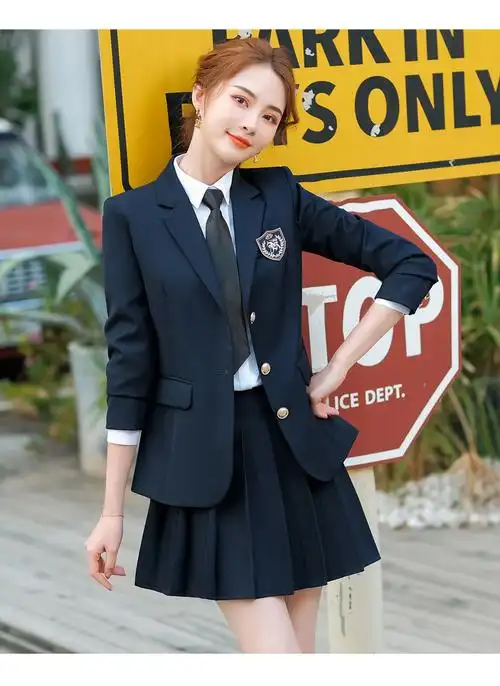 气质学生校服西服外套女学院风西装三件套jk制服套装正版全套春秋