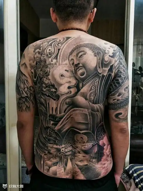 满背大日如来_纹身图案手稿图片_沈阳尊皇纹艺的纹身作品集