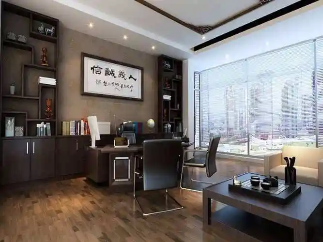 公司办公室新中式装修效果图大全小型新中式办公室装修效果图