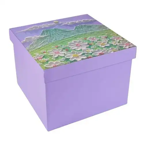 盒仪式感紫色礼品盒空盒子超大号油画风礼物盒创意生日礼物包装
