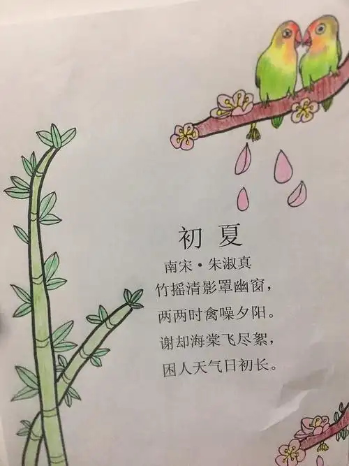 第八小组制作的诗集《四季清诗》中节选,关于夏天的诗