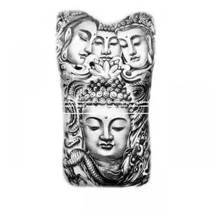 满背三面佛纹身贴 胸前大图 男女刺青 花臂 男女防水纹身贴持久刺