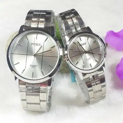 新款米可防水钢带情侣表一对 mk简约休闲男士手表女款 厂家直销