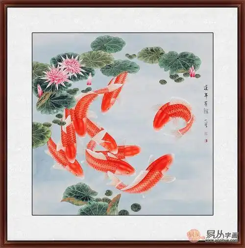 国画九鱼图,当代画家王一容九鱼图作品欣赏 - 书画