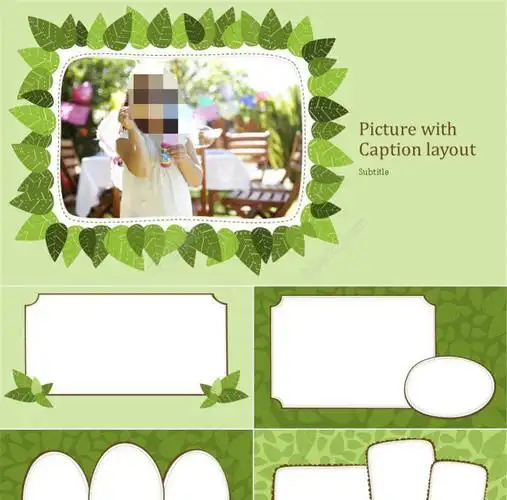 叶子布艺创意边框可爱的儿童相册ppt模板免费下载_pptx格式_编号