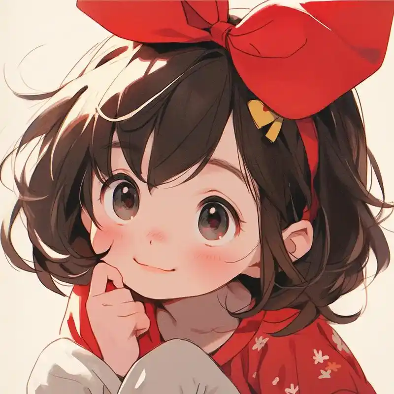 动漫女孩头上有个蝴蝶结头像 - 抖音