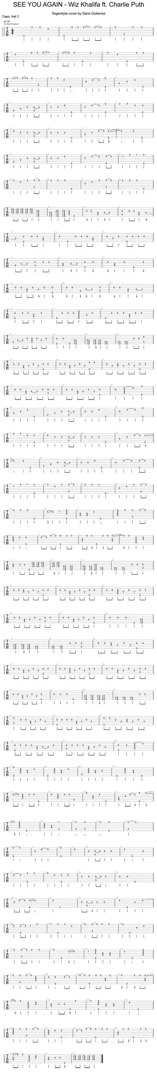 《see you again 速度与激情7片尾曲》吉他谱-c大调音乐网