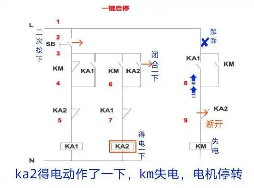 电机一键启停电路分析