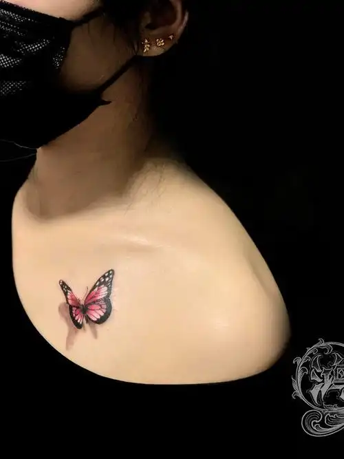 锁骨蝴蝶_纹身图案手稿图片_lk的纹身作品集