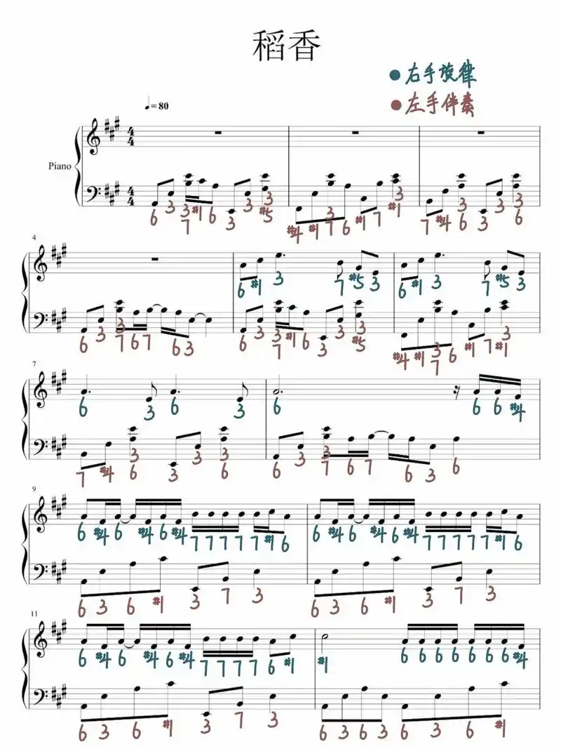 原版稻香.周杰伦《稻香》钢琴谱(附双手简谱)～|||调号:升 - 抖音